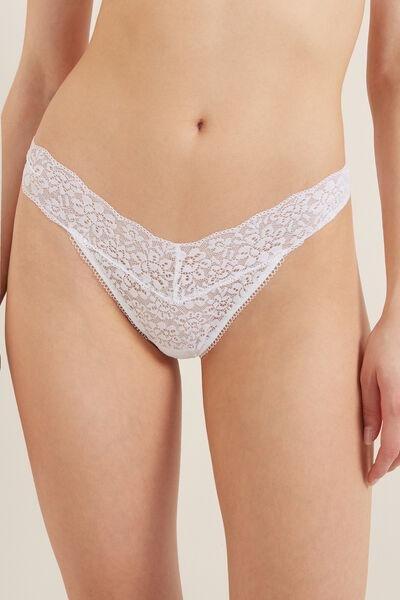 Tezenis - White High-Cut Recycled Lace G-String