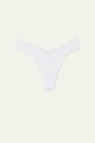 Tezenis - White High-Cut Recycled Lace G-String