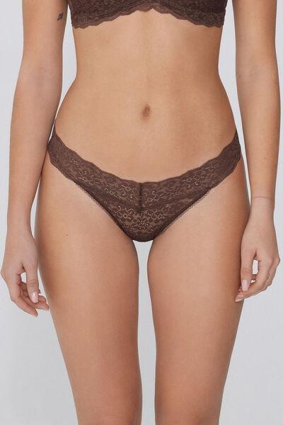 Caramel High-Cut Lace Thong, 5701_304Y, large image number 1