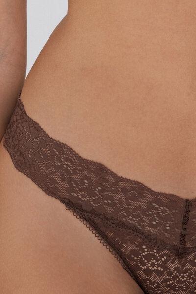 Caramel High-Cut Lace Thong, 5701_304Y, large image number 3