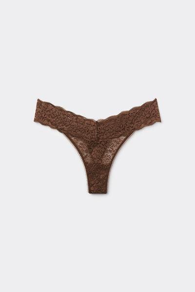 Caramel High-Cut Lace Thong, 5701_304Y, large image number 4