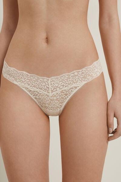 Cream High-Cut Recycled Lace G-String, , large image number 0