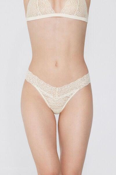 Cream High-Cut G-String, Ivory Cream, medium