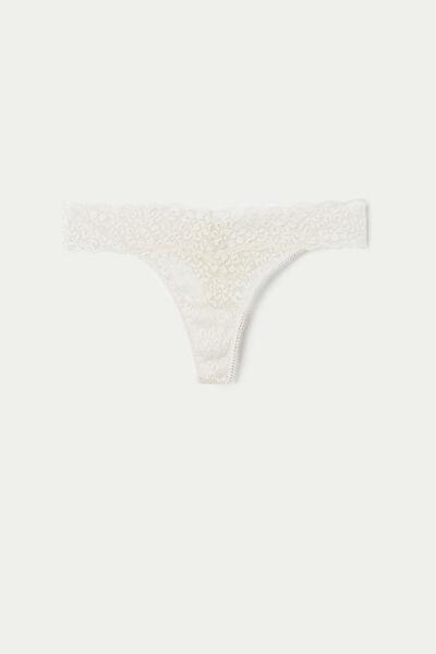 Cream High-Cut Recycled Lace G-String, , large image number 4