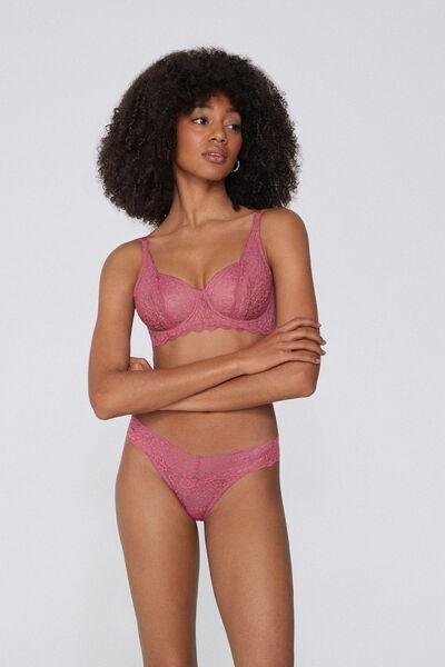 Pink Lace High-Cut Thong, , large image number 1