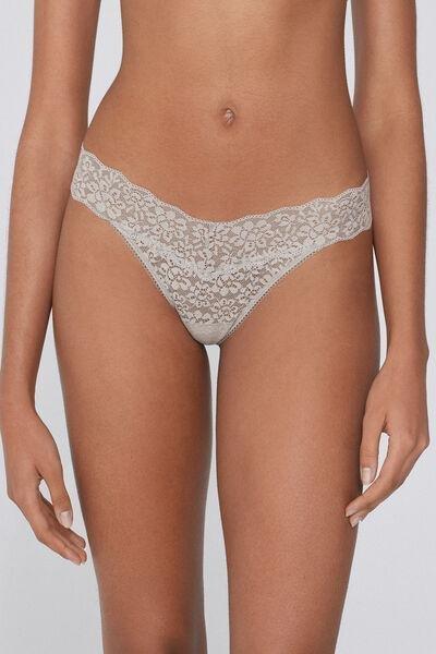 Grey Lace High-Cut Thong, , large image number 0