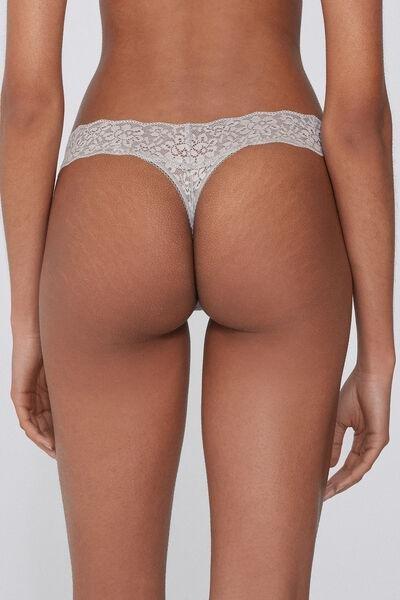 Grey Lace High-Cut Thong, , large image number 2