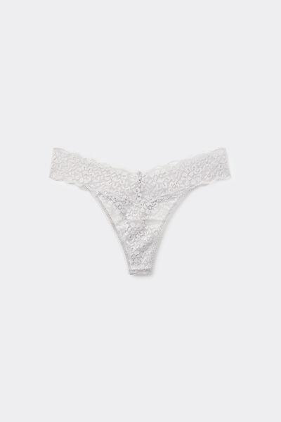 Grey Lace High-Cut Thong, , large image number 4