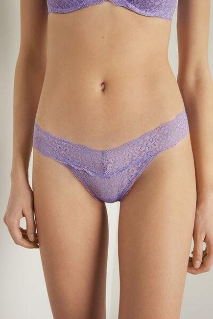 Tezenis - DEEP LILAC High-Cut Recycled Lace G-String