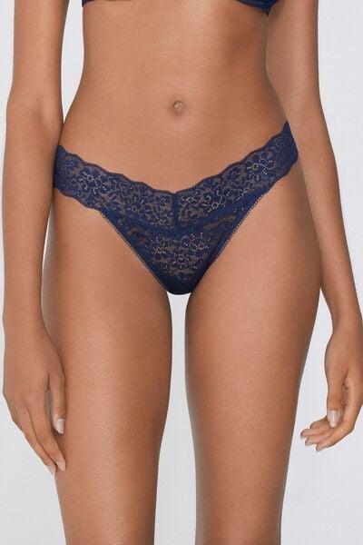 Tezenis - Blue High-Cut Recycled Lace G-String