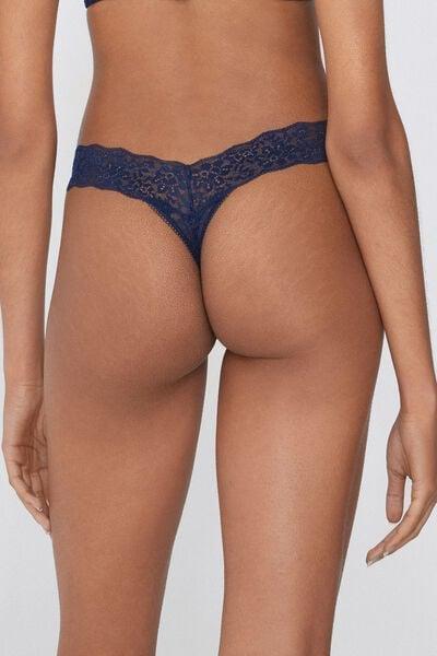 Tezenis - Blue High-Cut Recycled Lace G-String