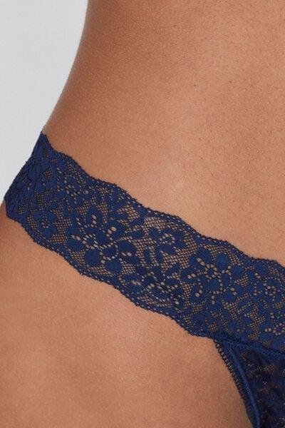 Tezenis - Blue High-Cut Recycled Lace G-String