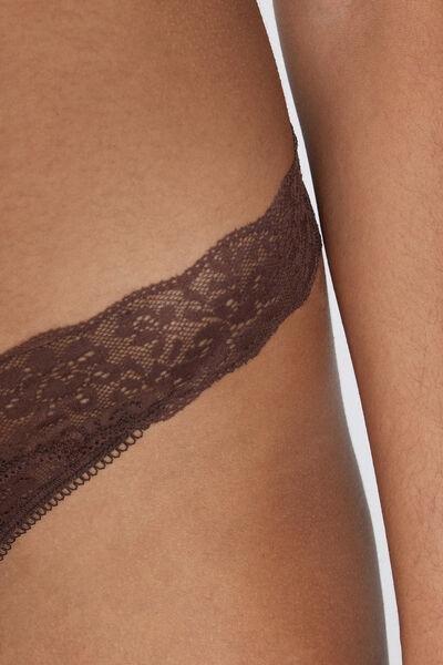 Brown High-Cut Recycled Lace G-String, , large image number 3