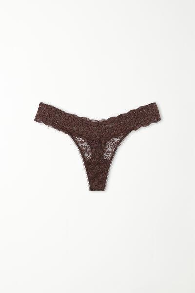 Brown High-Cut Recycled Lace G-String, , large image number 4