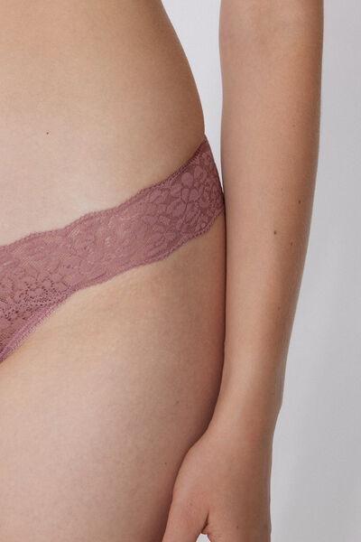 Pink High-Leg Recycled Lace G-String, 5701_946Y, large image number 3