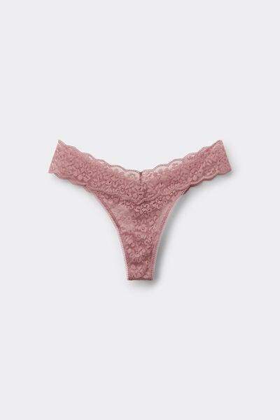 Pink High-Leg Recycled Lace G-String, 5701_946Y, large image number 4