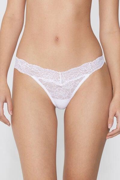 White High-Cut Recycled Lace G-String, White, large image number 1