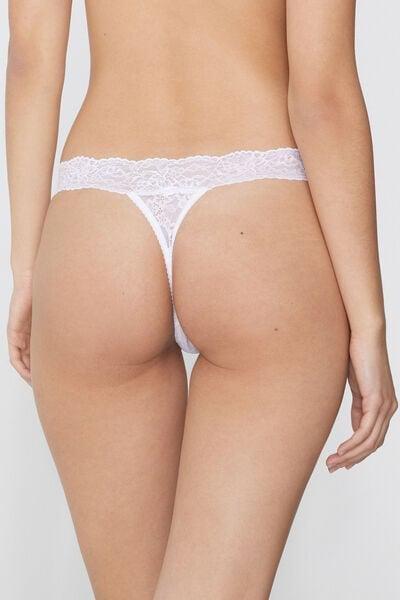 White High-Cut Recycled Lace G-String, White, large image number 2