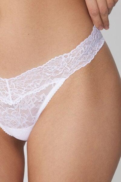 White High-Cut Recycled Lace G-String, White, large image number 3