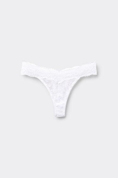 White High-Cut Recycled Lace G-String, White, large image number 4