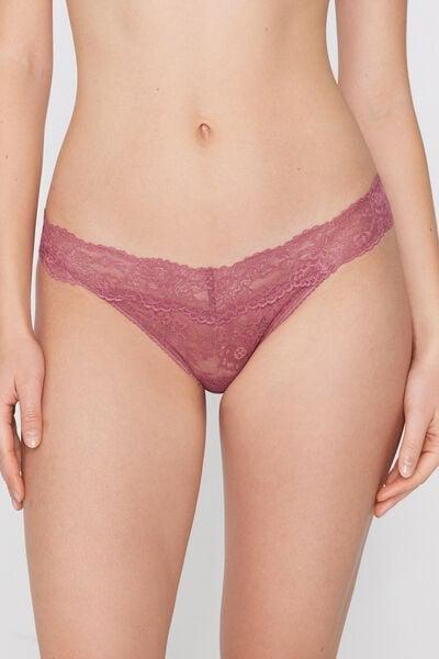 Pink High-Cut Recycled Lace G-String, 5701_179Z, large image number 1