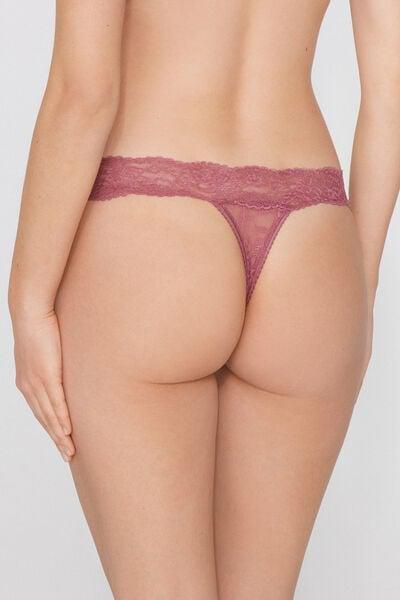 Pink High-Cut Recycled Lace G-String, 5701_179Z, large image number 2