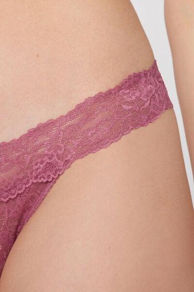 Pink High-Cut Recycled Lace G-String, 5701_179Z, large image number 3