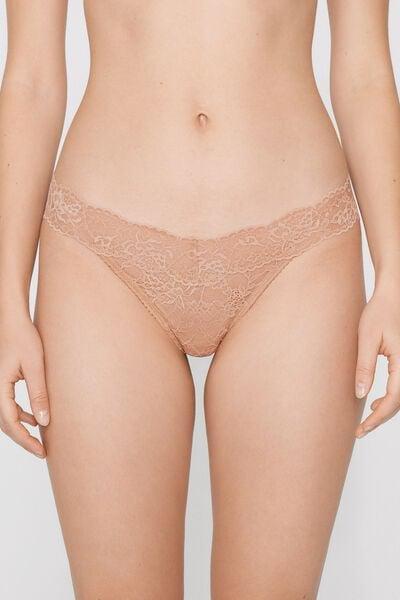 Beige High-Cut Recycled Lace G-String, Natural Blush, large image number 1