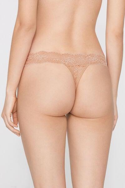 Beige High-Cut Recycled Lace G-String, Natural Blush, large image number 2