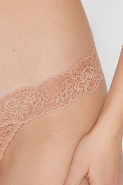 Beige High-Cut Recycled Lace G-String, Natural Blush, large image number 3