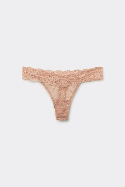 Beige High-Cut Recycled Lace G-String, Natural Blush, large image number 4