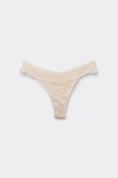 Creme High-Cut Recycled Lace G-String, Ivory Cream, large image number 4