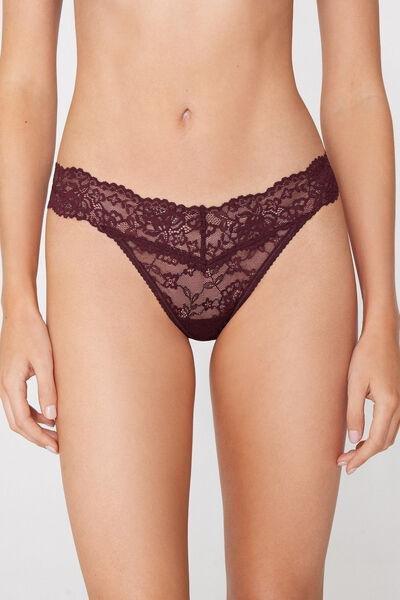 Brown High-Cut Recycled Lace G-String, 5701_581Z, medium