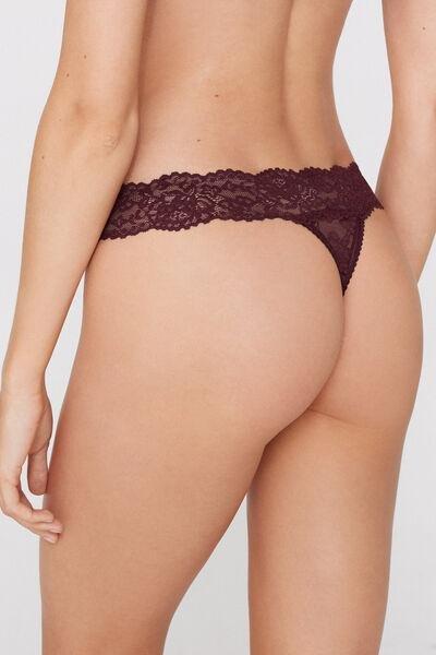 Brown High-Cut Recycled Lace G-String, 5701_581Z, medium