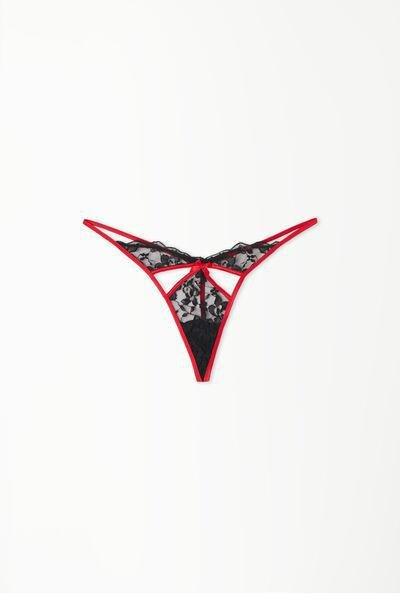 Black Burlesque Lace Tanga Panel G-String, , large image number 4
