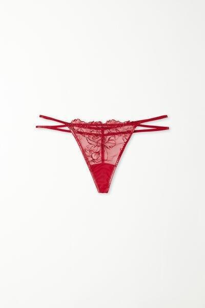 Red Lace Vinyl Tanga Panel G-String, , large image number 4