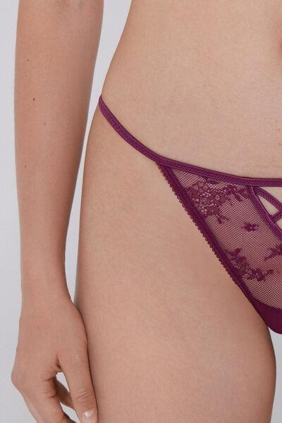Burgundy Panel Lace Crossover G-String, , large image number 3