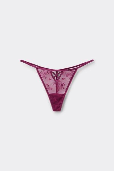 Burgundy Panel Lace Crossover G-String, 5701_719Y, large image number 4