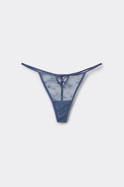 Blue Panel Lace Crossover G-String, , large image number 3