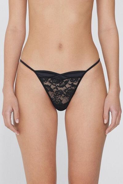 Black Tanga Panel G-String, , medium