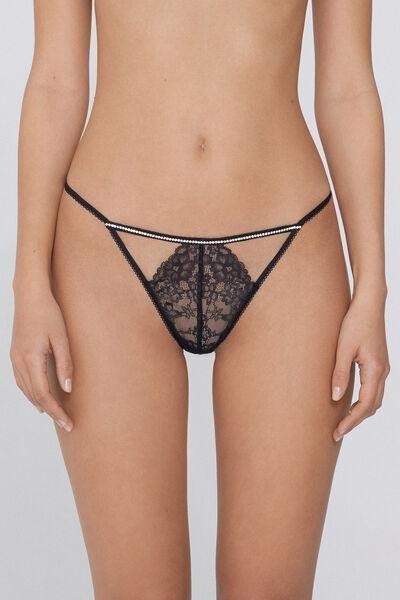 Black Tanga Panel G-String, , large image number 0