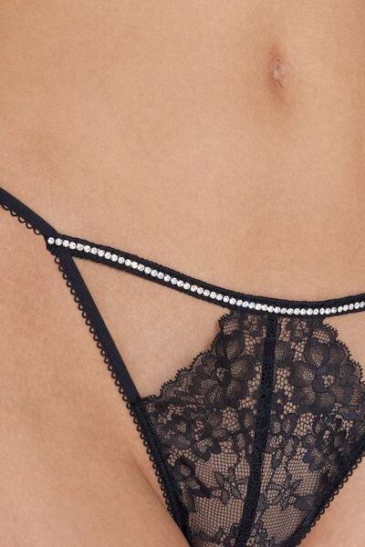 Black Tanga Panel G-String, , large image number 3