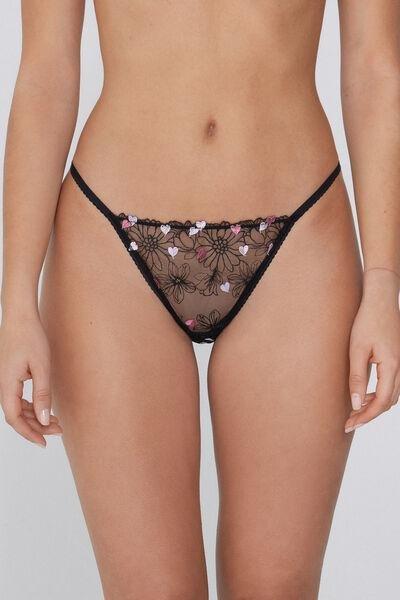 Black Amour Couture Tanga Panel G-String, , medium