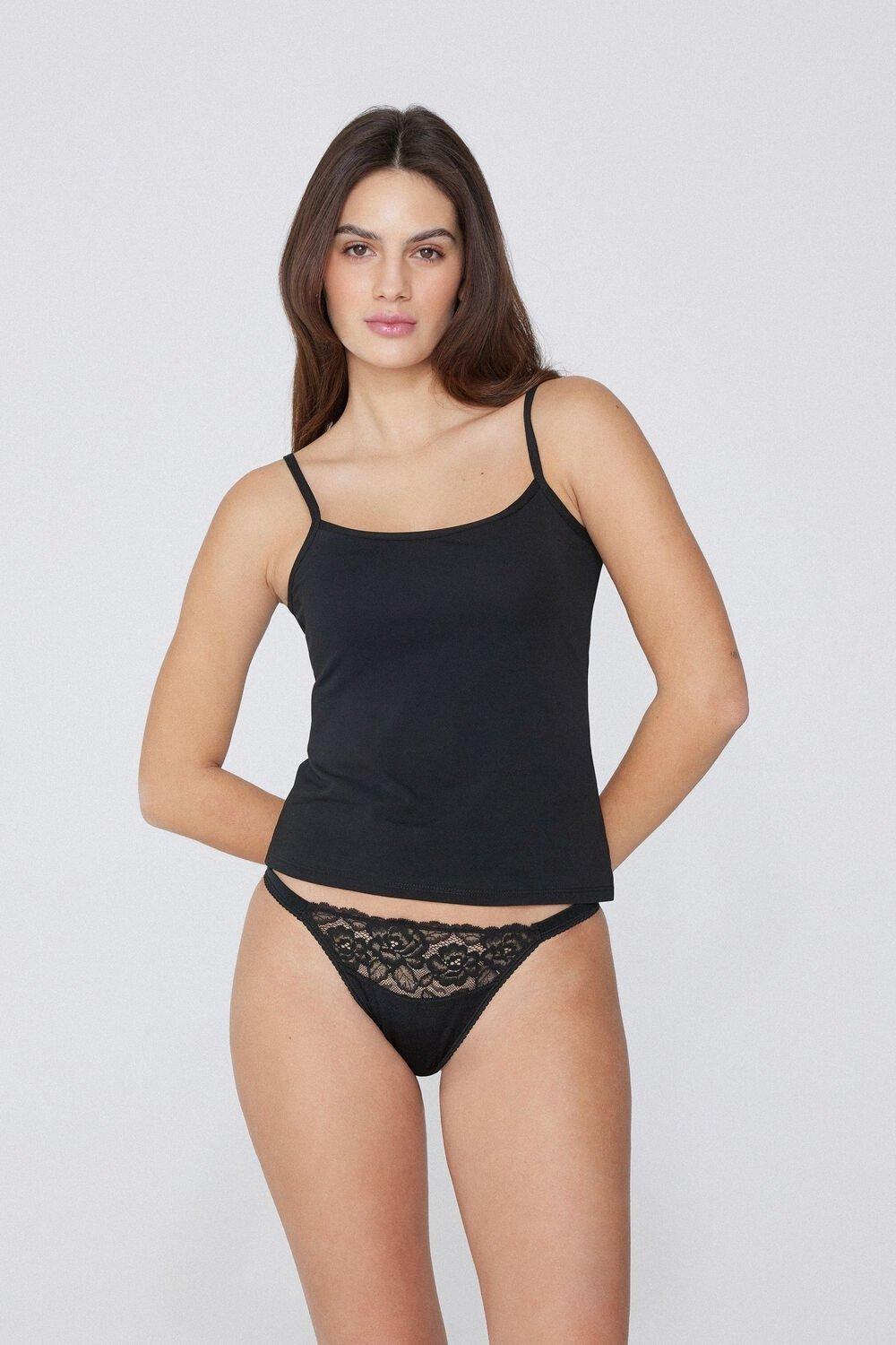 Black Tanga Panel G-String, , large image number 0
