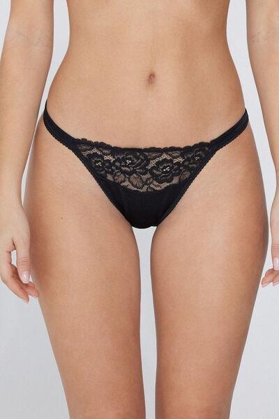 Black Tanga Panel G-String, , large image number 1