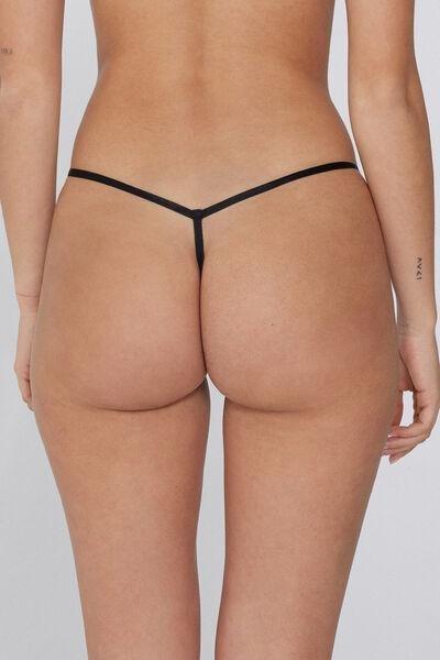 Black Lace Tanga Panel G-String, Black, large image number 5