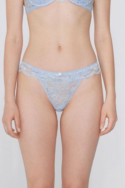 Blue Delicate Lace Tanga Panel G-String, 5701_809Y, large image number 0