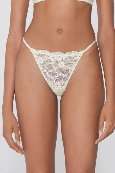 Beige Lace Eternal Cotton Tanga Panel G-String, , large image number 0