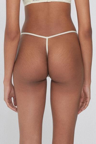 Beige Lace Eternal Cotton Tanga Panel G-String, 5701_729Y, large image number 2