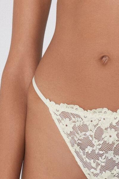 Beige Lace Eternal Cotton Tanga Panel G-String, 5701_729Y, large image number 3
